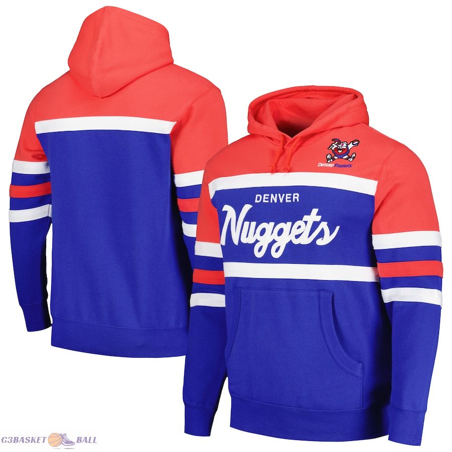 Men's Denver Nuggets Mitchell & Ness Royal/Red Head Coach Pullover Hoodie