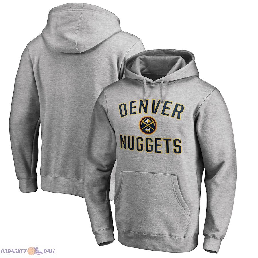 Men's Denver Nuggets Ash Victory Arch Pullover Hoodie