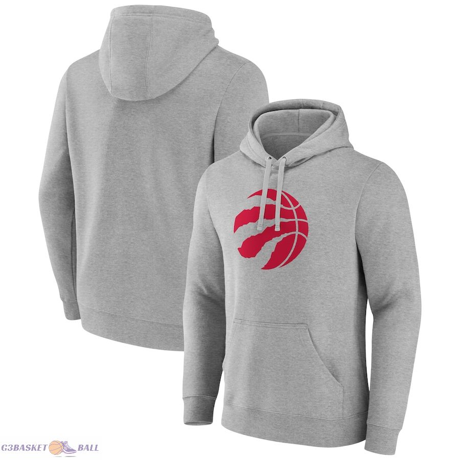 Men's Toronto Raptors Fanatics Heather Gray Primary Logo Pullover Hoodie