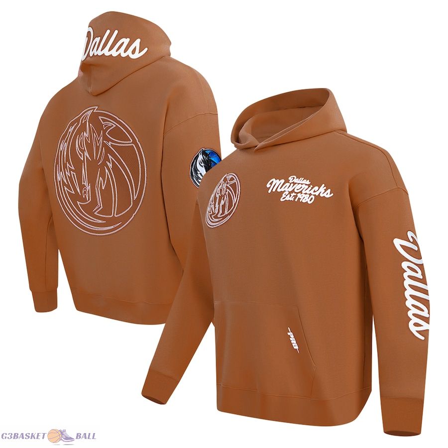 Men's Dallas Mavericks Pro Standard Brown Paint the City Drop Shoulder Pullover Hoodie