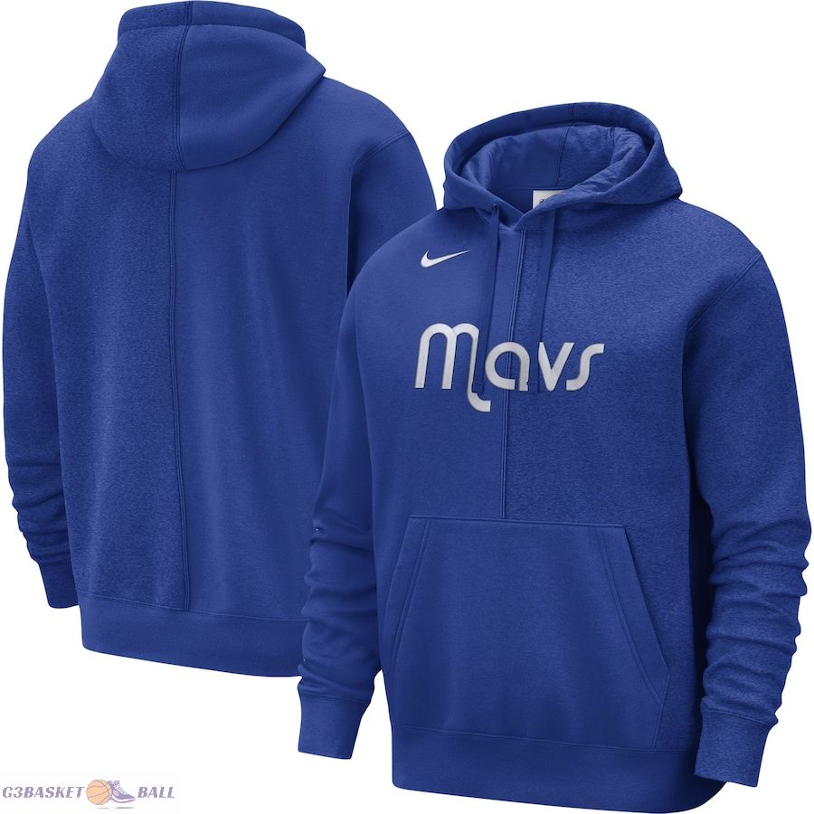 Men's Dallas Mavericks Nike Blue Courtside Versus Stitch Split Pullover Hoodie