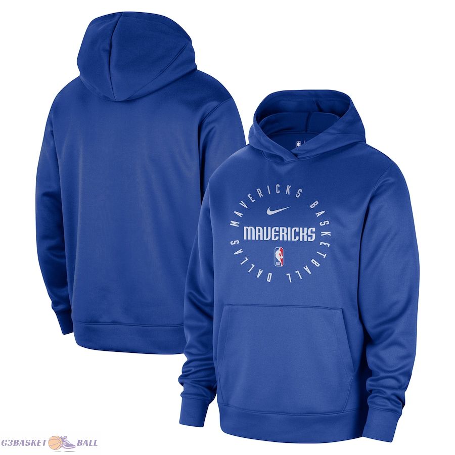 Men's Dallas Mavericks Nike Blue 2024/25 Spotlight On-Court Practice Performance Pullover Hoodie