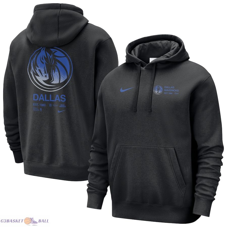 Men's Dallas Mavericks Nike Black Courtside Club Pullover Hoodie