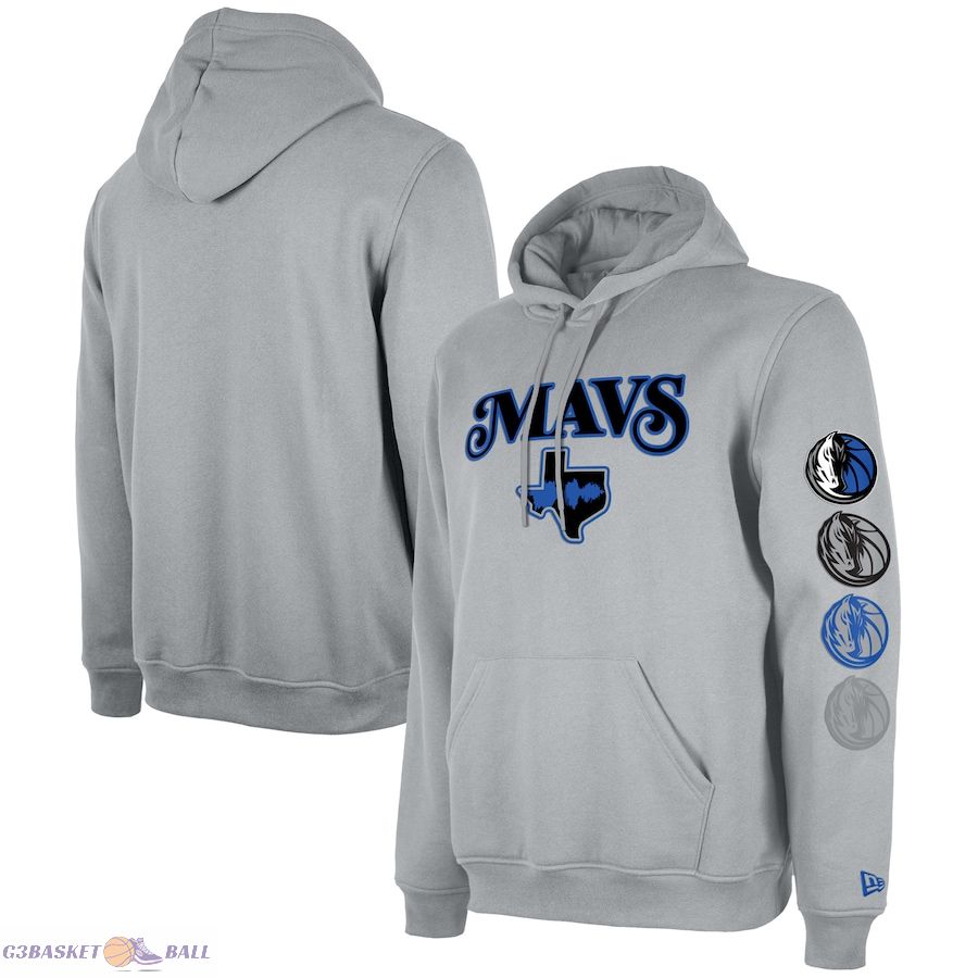 Men's Dallas Mavericks New Era Gray Big & Tall 2023/24 City Edition Jersey Pullover Hoodie