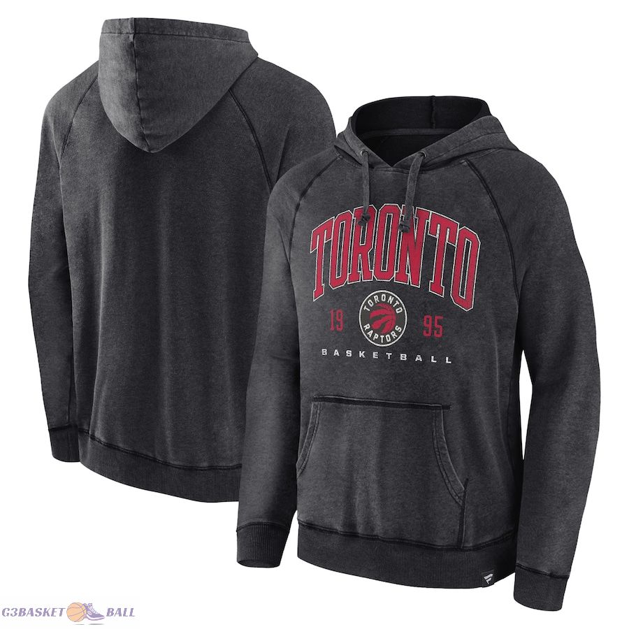 Men's Toronto Raptors Fanatics Heather Charcoal Foul Trouble Snow Wash Raglan Pullover Hoodie