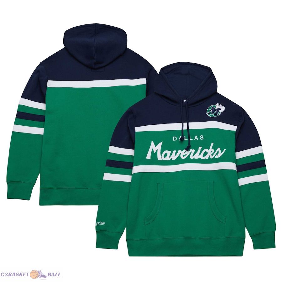 Men's Dallas Mavericks Mitchell & Ness Green/Navy Head Coach Pullover Hoodie