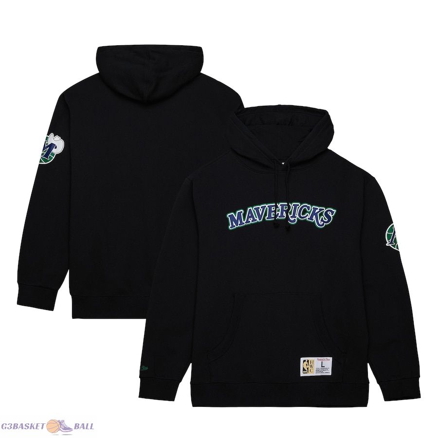 Men's Dallas Mavericks Mitchell & Ness Black Hardwood Classics Game Time Fleece Pullover Hoodie