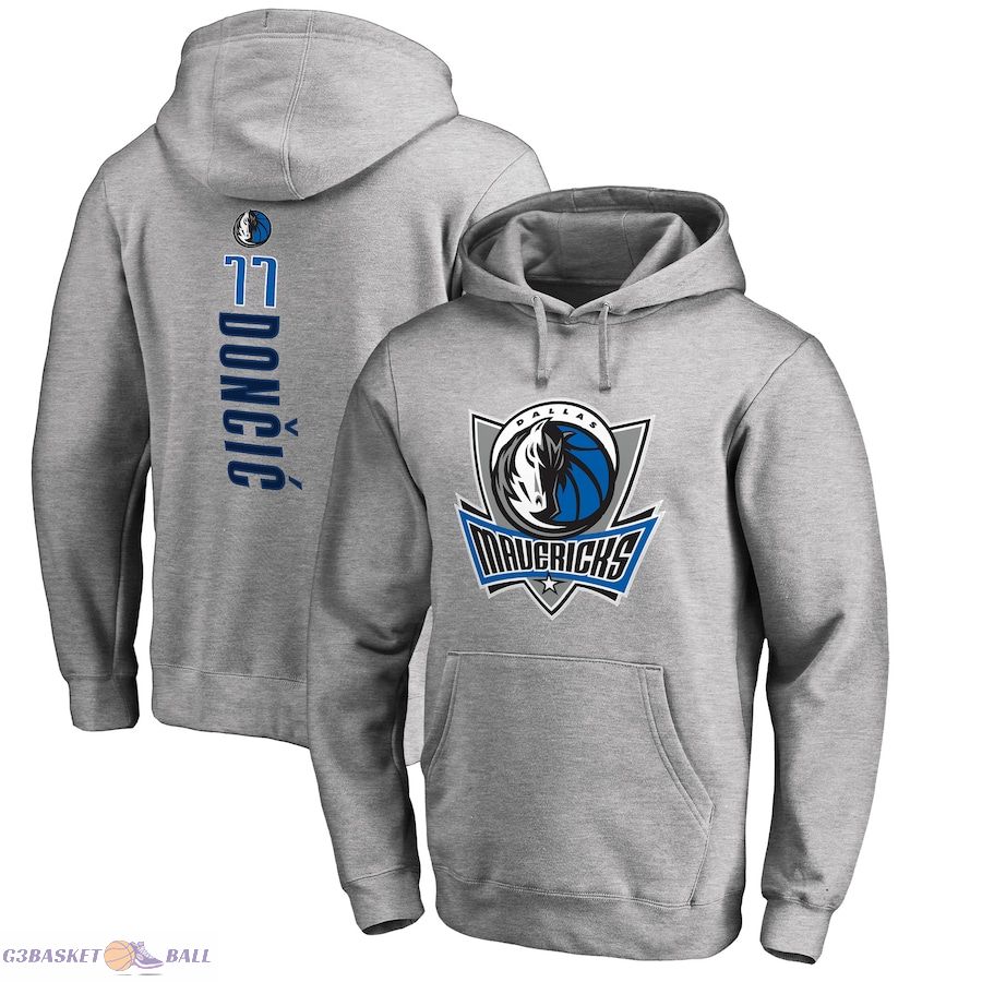 Men's Dallas Mavericks Luka Doncic Heather Gray Backer Pullover Hoodie