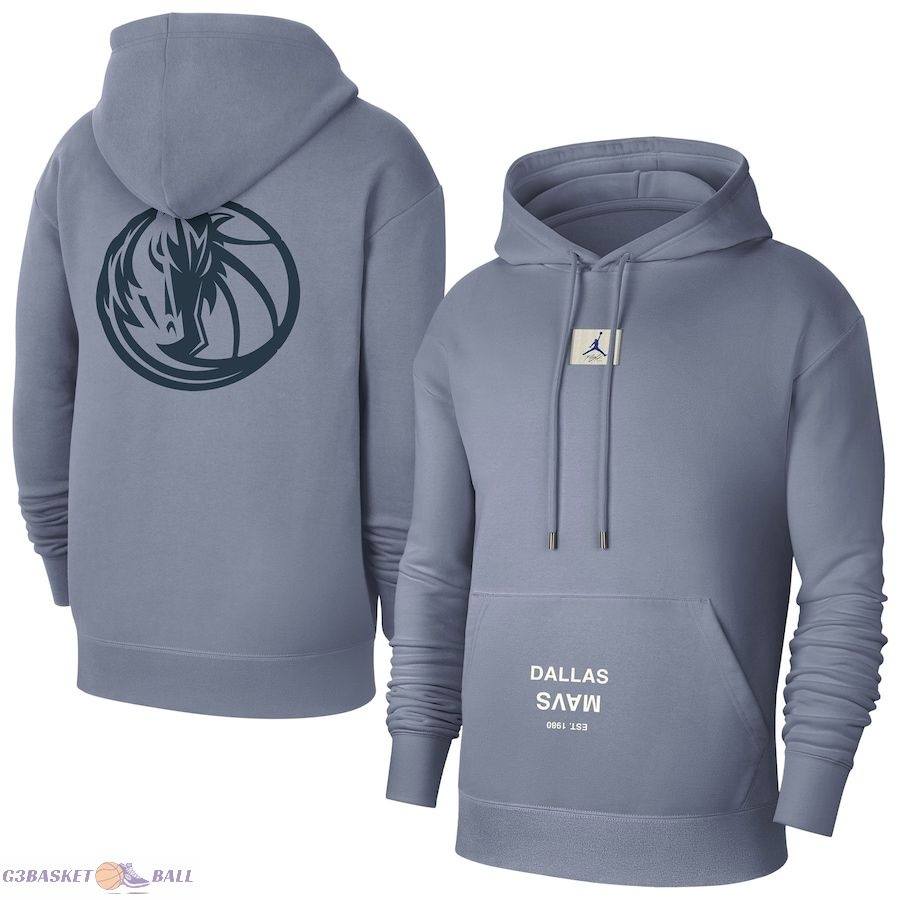 Men's Dallas Mavericks Jordan Brand Gray Courtside Statement Edition Pullover Hoodie