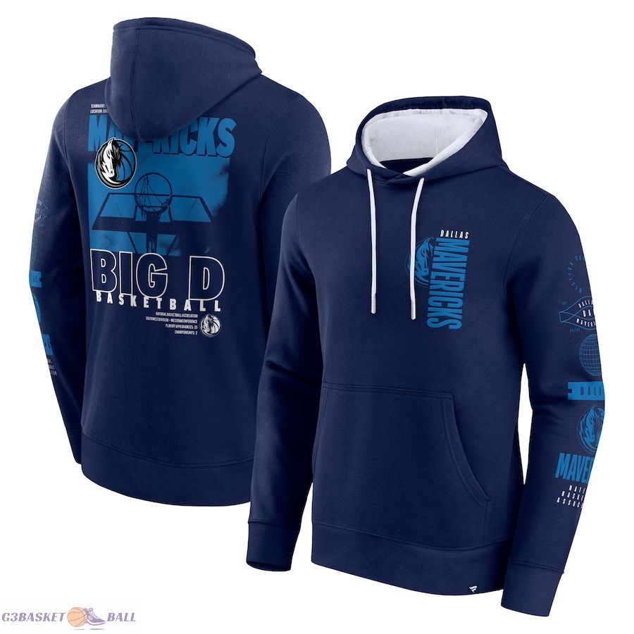 Men's Fanatics Navy Game Time Crossover Pullover Hoodie