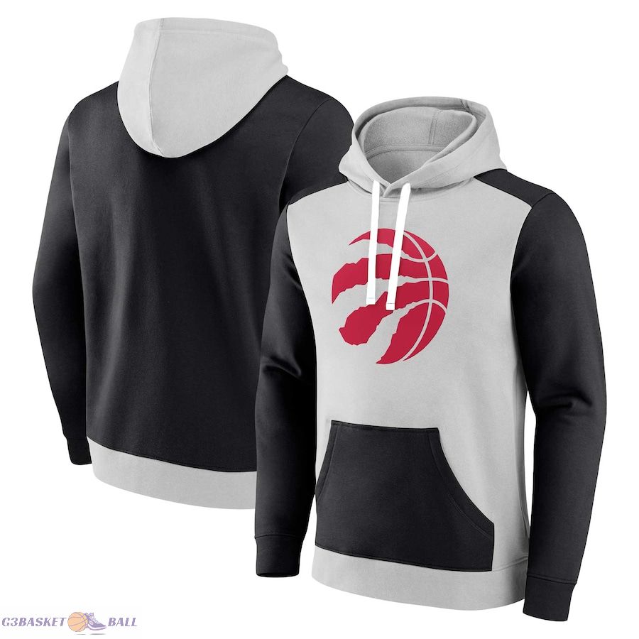 Men's Toronto Raptors Fanatics Gray/Black Arctic Colorblock Pullover Hoodie