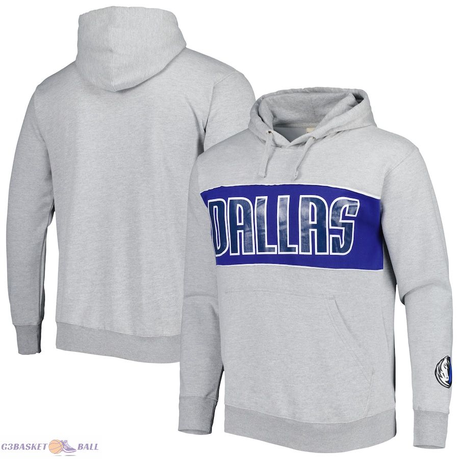 Men's Dallas Mavericks Fanatics Heather Gray Wordmark French Terry Pullover Hoodie