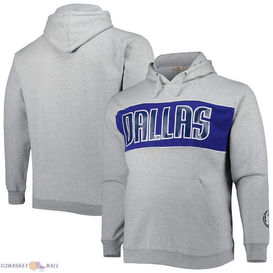 Men's Dallas Mavericks Fanatics Heather Gray Big & Tall Wordmark Pullover Hoodie