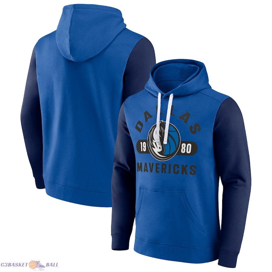 Men's Dallas Mavericks Fanatics Blue/Navy Attack Colorblock Pullover Hoodie