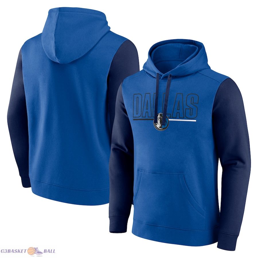 Men's Dallas Mavericks Blue Outline Colorblock Pullover Hoodie