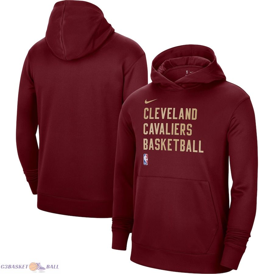 Unisex Cleveland Cavaliers Nike Wine 2023/24 Performance Spotlight On-Court Practice Pullover Hoodie