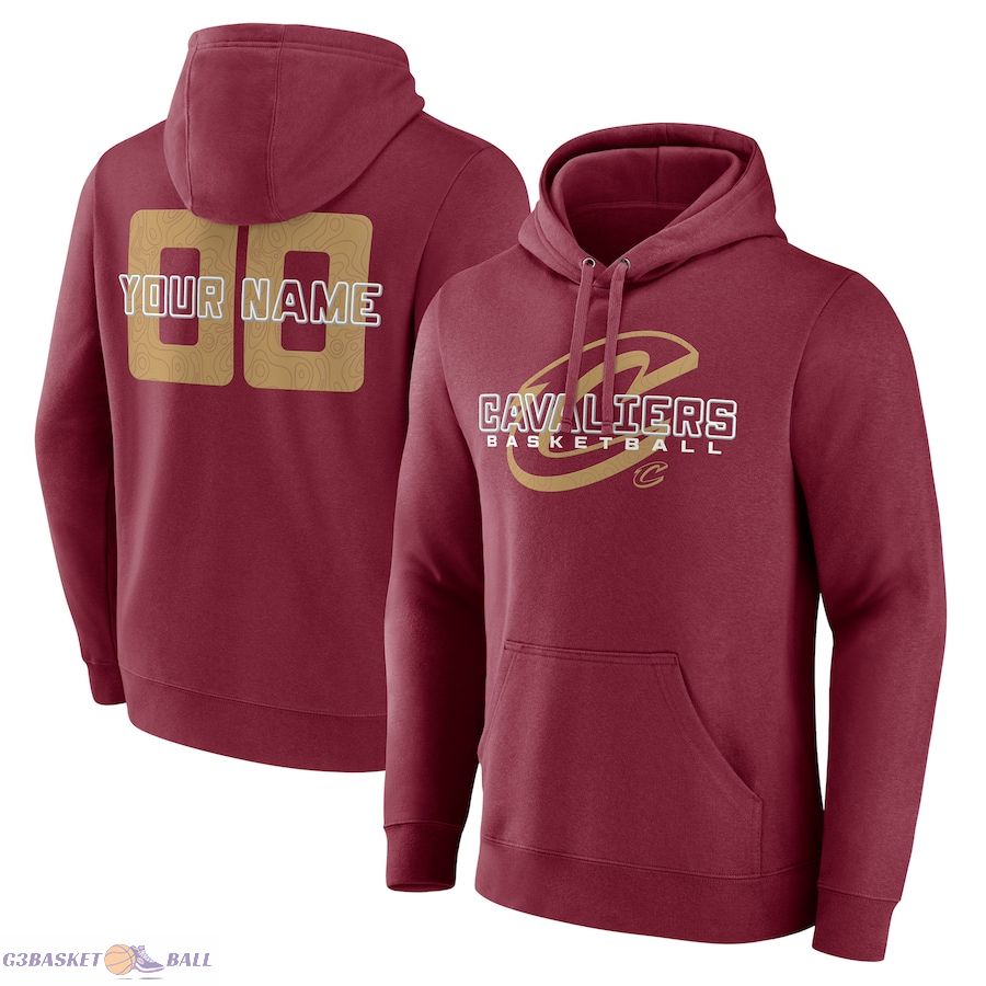 Men's Cleveland Cavaliers Wine Stellar Personalized Name & Number Pullover Hoodie