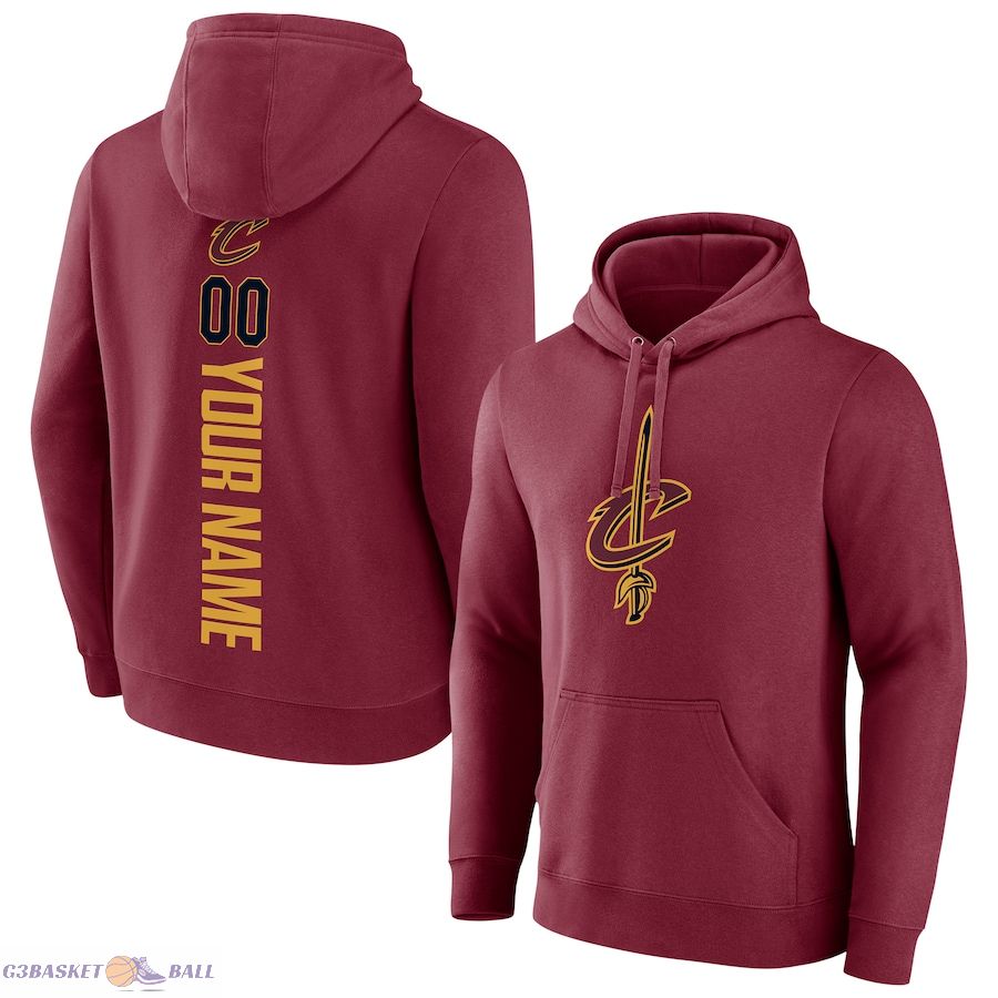 Men's Cleveland Cavaliers Wine Playmaker Personalized Name & Number Pullover Hoodie