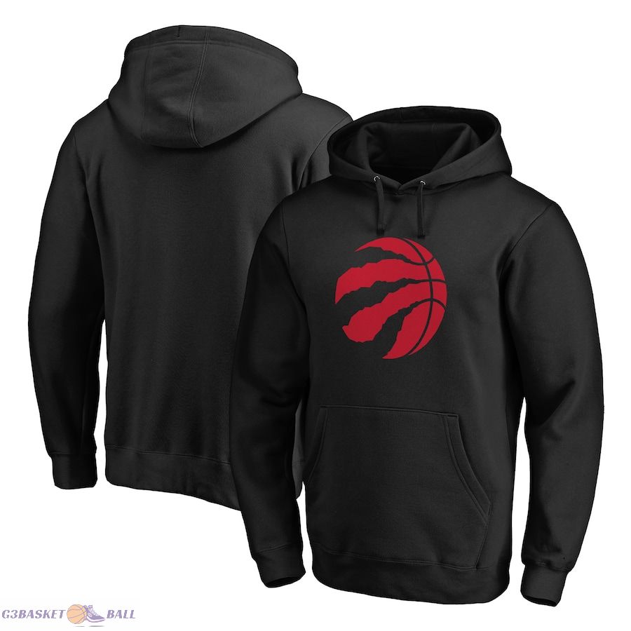 Men's Toronto Raptors Fanatics Black Icon Primary Logo Fitted Pullover Hoodie