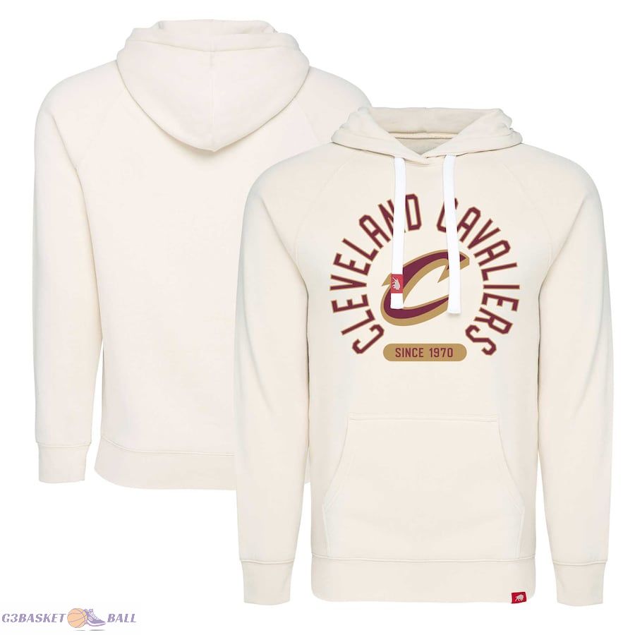 Men's Cleveland Cavaliers Sportiqe Cream Olsen Tri-Blend Raglan Pullover Hoodie