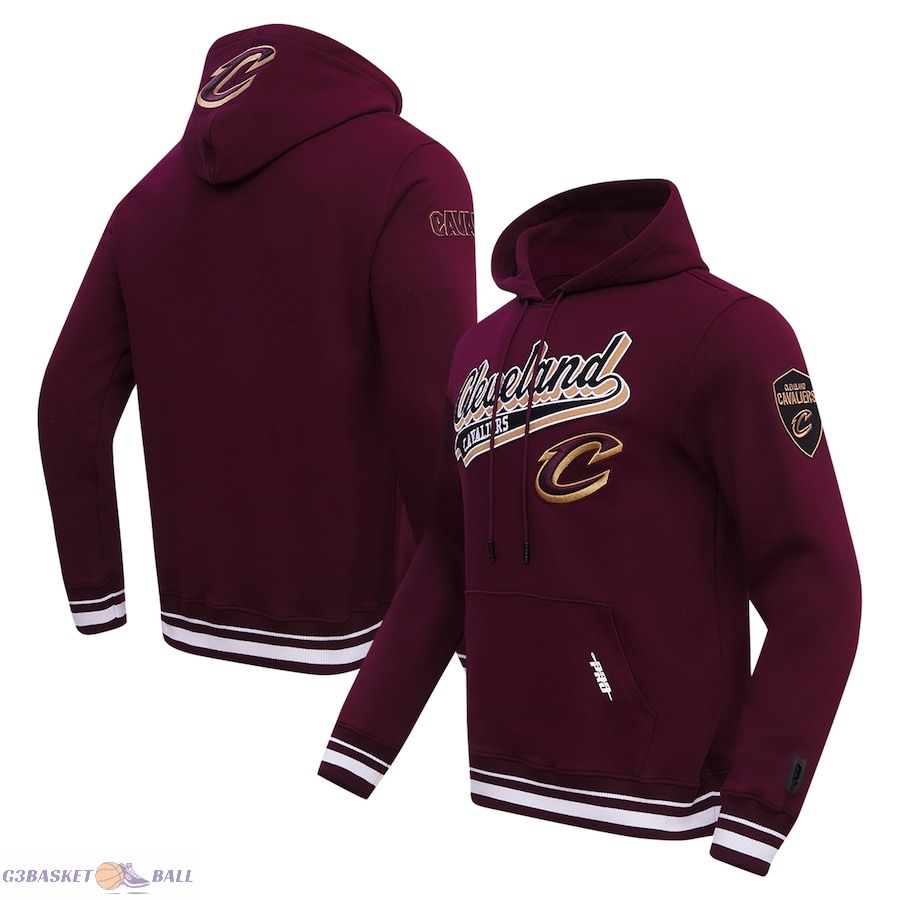 Men's Cleveland Cavaliers Pro Standard Wine Script Tail Pullover Hoodie