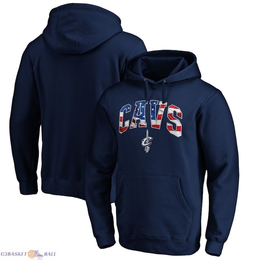 Men's Cleveland Cavaliers Navy Banner Wave Pullover Hoodie