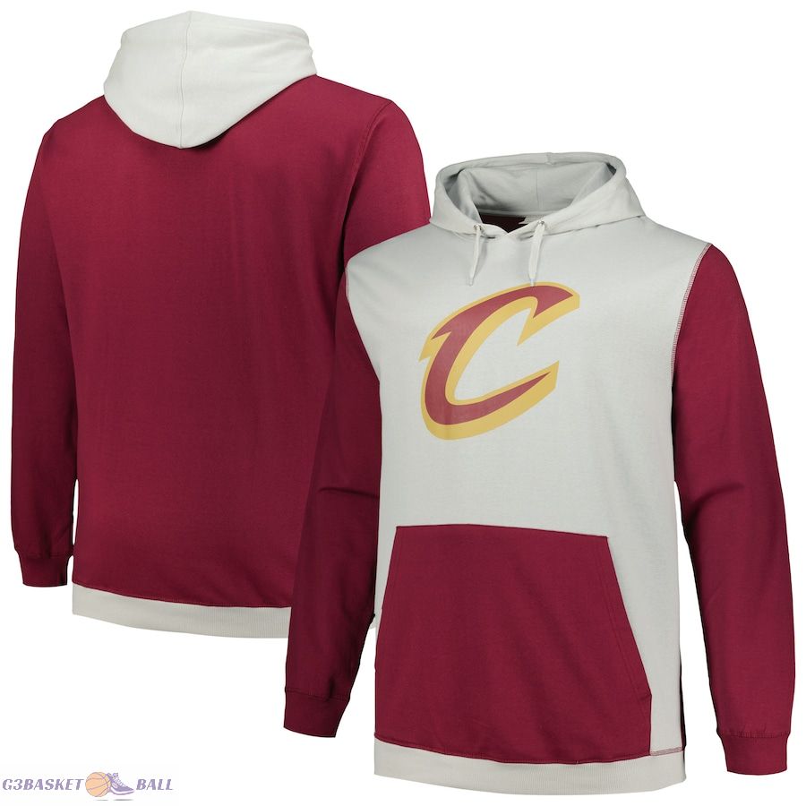 Men's Cleveland Cavaliers Fanatics Wine/Silver Big & Tall Primary Arctic Pullover Hoodie