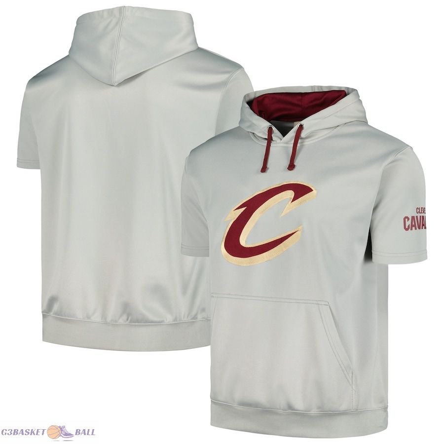 Men's Cleveland Cavaliers Fanatics Silver/Wine Short Sleeve Pullover Hoodie