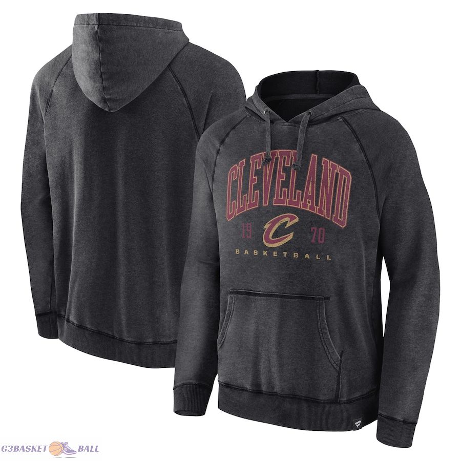 Men's Cleveland Cavaliers Fanatics Heather Charcoal Foul Trouble Snow Wash Raglan Pullover Hoodie