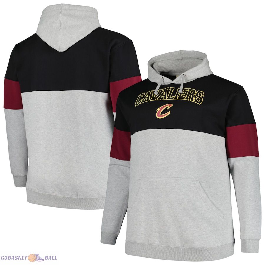 Men's Cleveland Cavaliers Fanatics Black/Wine Big & Tall Pullover Hoodie