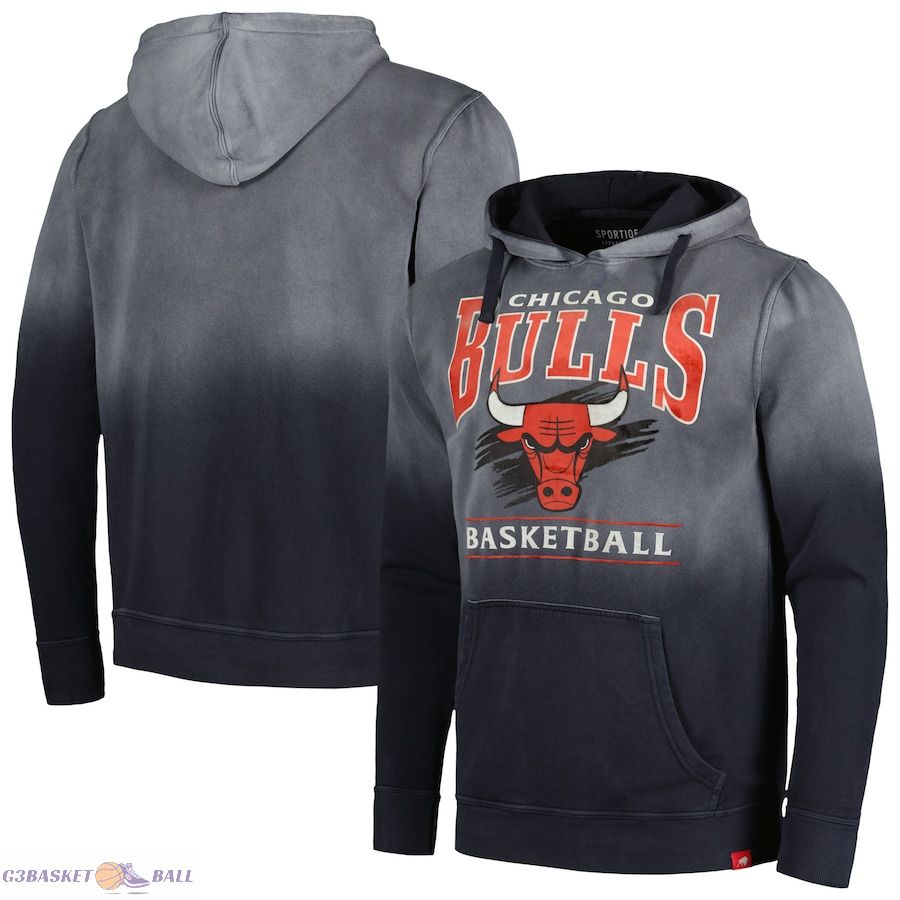 Unisex Chicago Bulls Sportiqe Black Blake Sun-Fade Pullover Hoodie