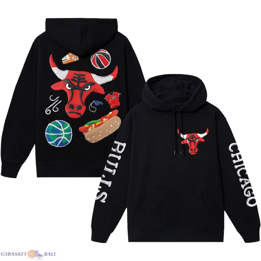 Unisex Chicago Bulls NBA x MARKET Black Claymation Pullover Hoodie