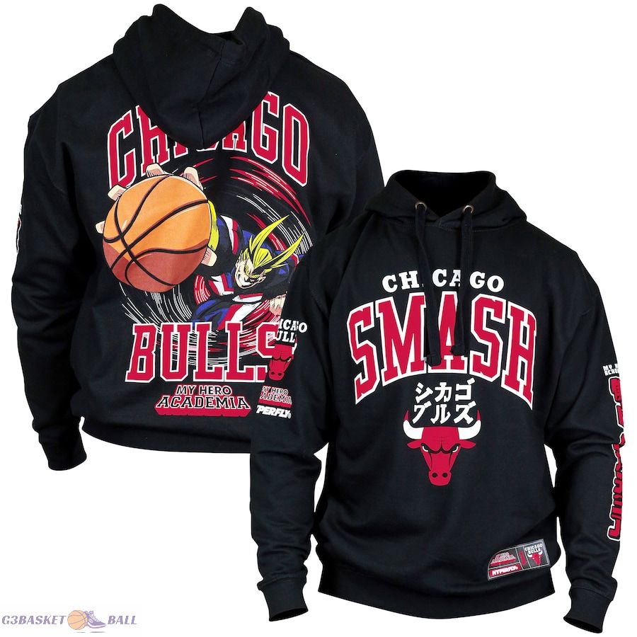 Unisex Chicago Bulls Hyperfly Black NBA x My Hero Academia All Might Smash Pullover Hoodie