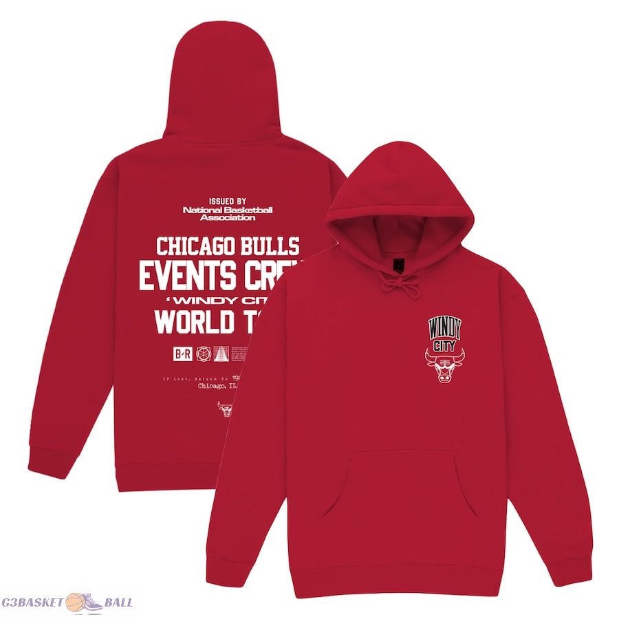 Unisex Chicago Bulls Bleacher Report x Mitchell & Ness Red Backstage Crew Pullover Hoodie