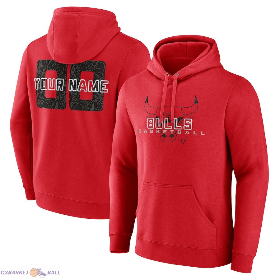 Men's Chicago Bulls Red Stellar Personalized Name & Number Pullover Hoodie