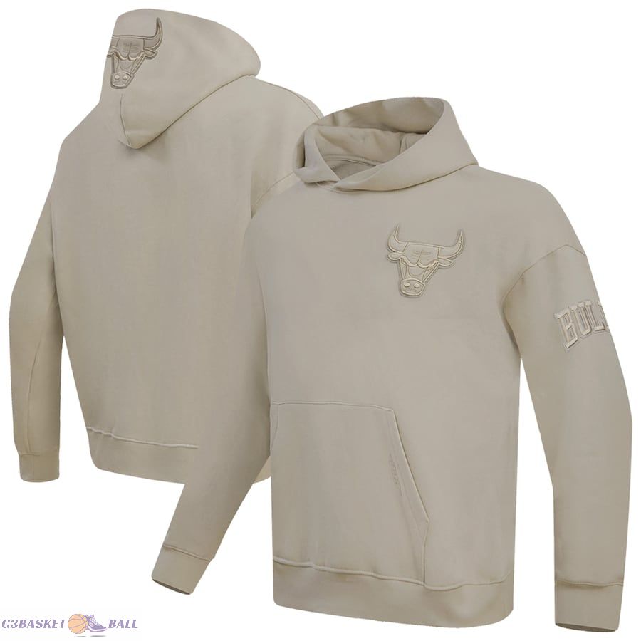 Men's Chicago Bulls Pro Standard Tan Neutral Dropped Shoulder Fleece Pullover Hoodie