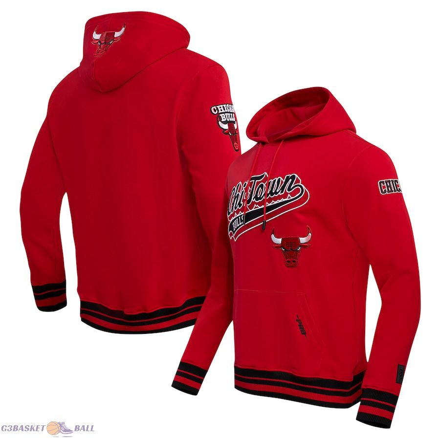 Men's Chicago Bulls Pro Standard Red Script Tail Pullover Hoodie