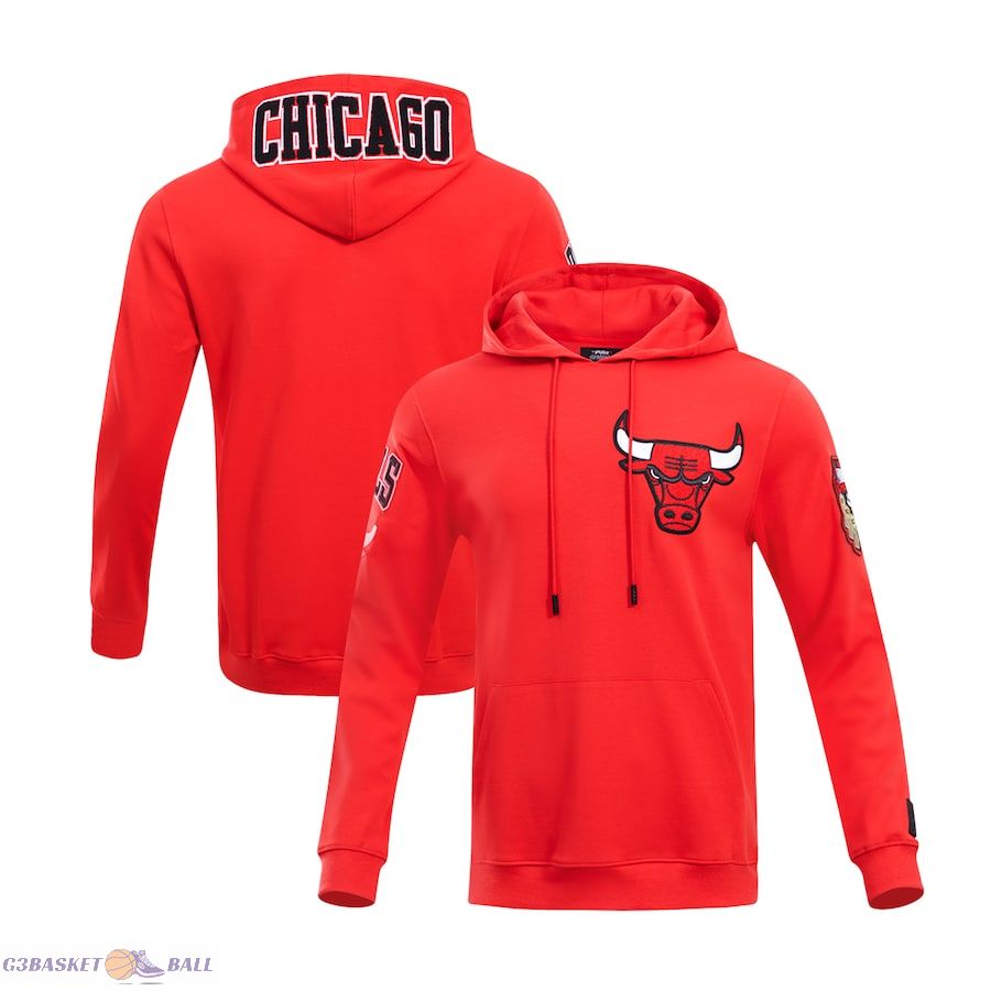 Men's Chicago Bulls Pro Standard Red Classic Chenille DK Pullover Hoodie