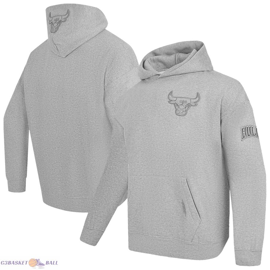 Men's Chicago Bulls Pro Standard Heather Gray Neutral Dropped Shoulder Fleece Pullover Hoodie