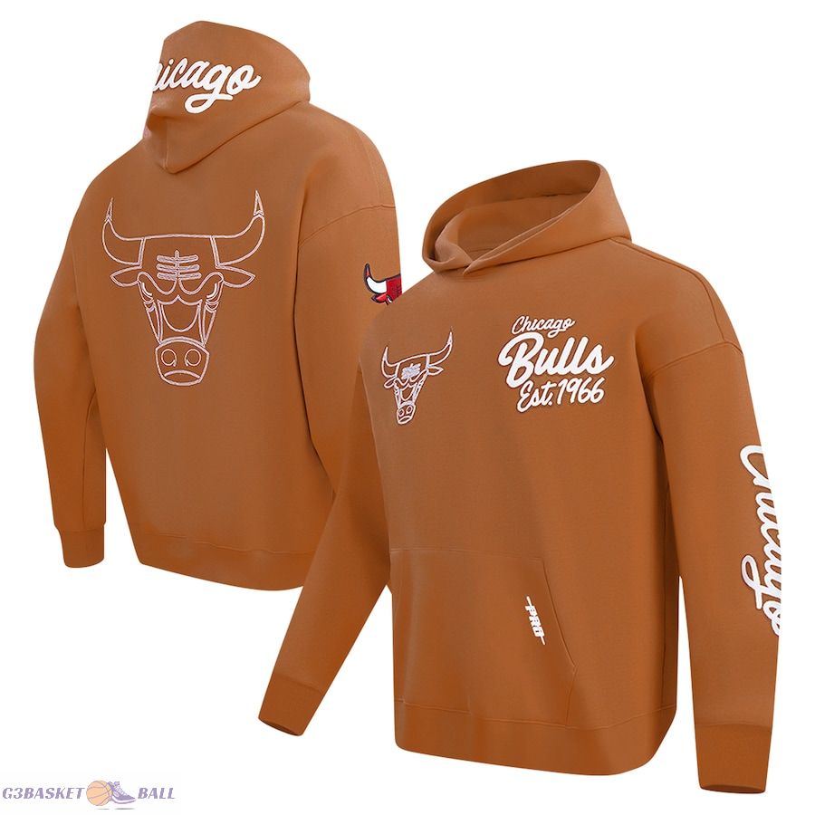 Men's Chicago Bulls Pro Standard Brown Paint the City Drop Shoulder Pullover Hoodie