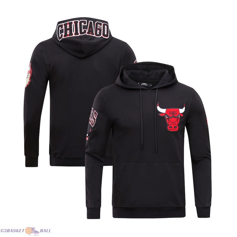 Men's Chicago Bulls Pro Standard Black Classic Chenille DK Pullover Hoodie