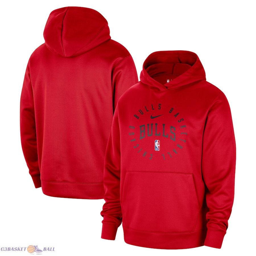 Men's Chicago Bulls Nike Red 2024/25 Spotlight On-Court Practice Performance Pullover Hoodie