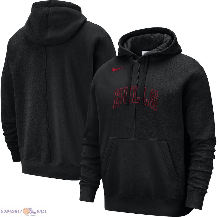 Men's Chicago Bulls Nike Black Courtside Versus Stitch Split Pullover Hoodie