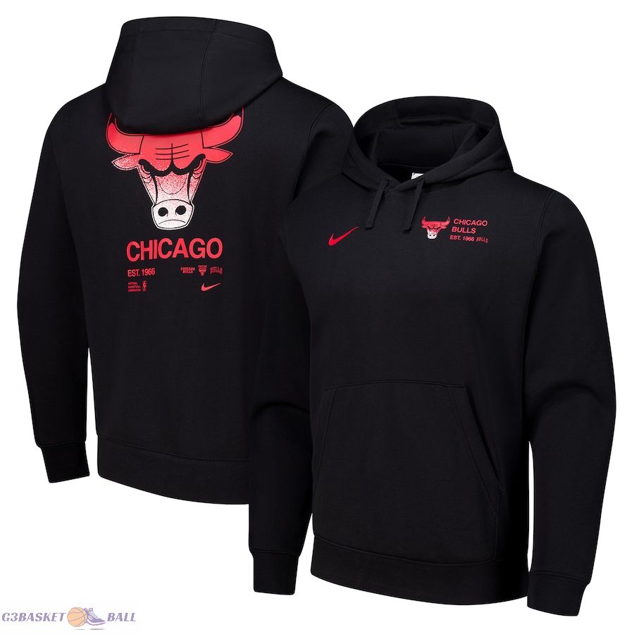 Men's Chicago Bulls Nike Black Courtside Club Pullover Hoodie