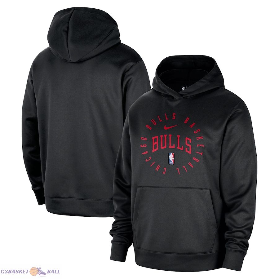 Men's Chicago Bulls Nike Black 2024/25 Spotlight On-Court Practice Performance Pullover Hoodie