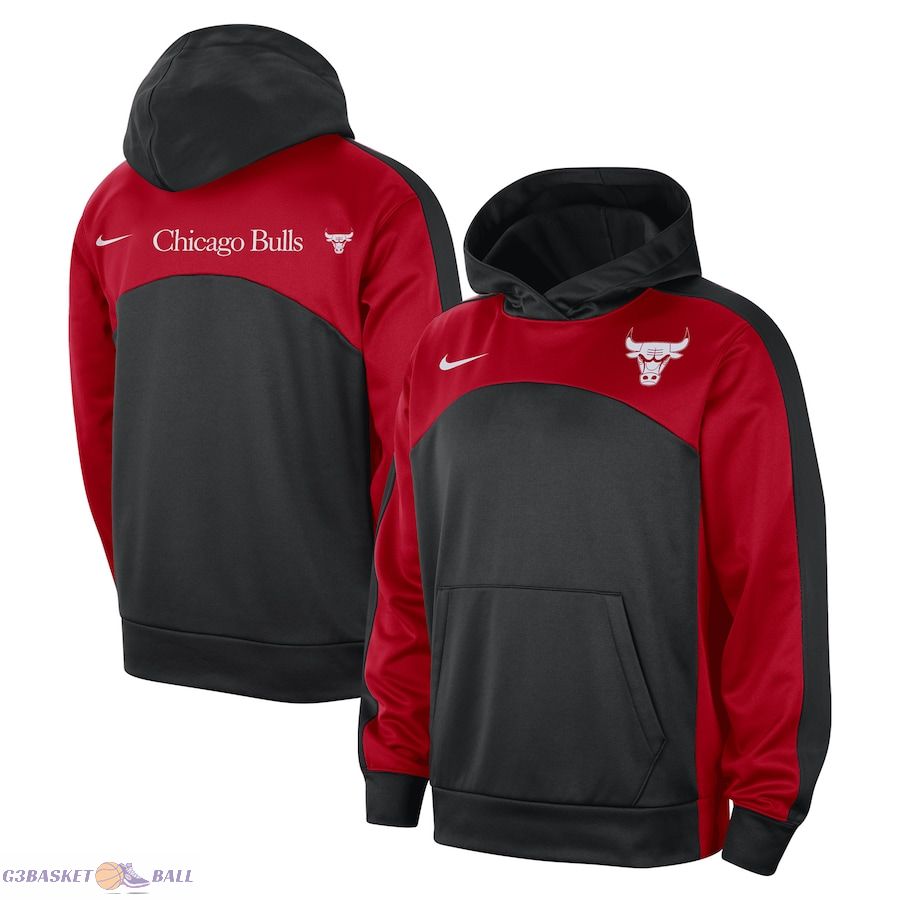 Men's Chicago Bulls Nike Black/Red Authentic Starting Five Force Performance Pullover Hoodie