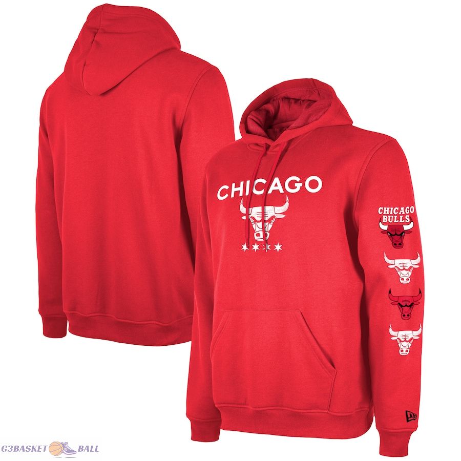 Men's Chicago Bulls New Era Red Big & Tall 2023/24 City Edition Jersey Pullover Hoodie