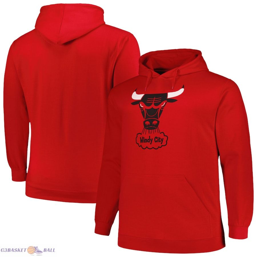 Men's Chicago Bulls Mitchell & Ness Red Hardwood Classics Big & Tall Pullover Hoodie