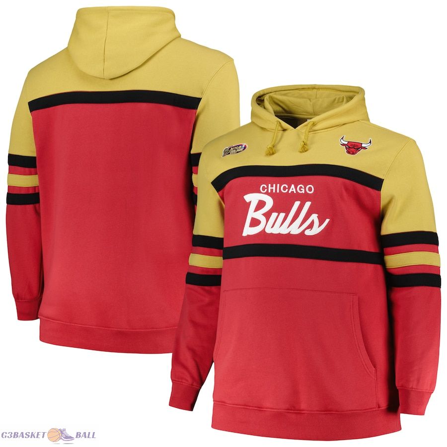 Men's Chicago Bulls Mitchell & Ness Red Big & Tall Hardwood Classics Head Coach Pullover Hoodie