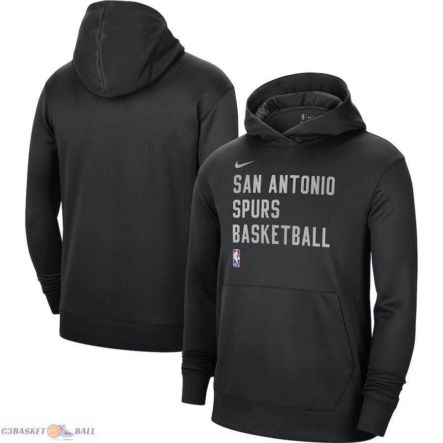 Unisex San Antonio Spurs Nike Black 2023/24 Performance Spotlight On-Court Practice Pullover Hoodie